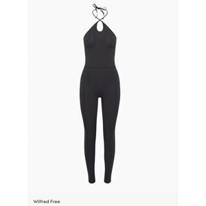 Aritzia Wilfred Free Ivy Halter Jumpsuit Black Size XXS Stretchy Yoga Pilates